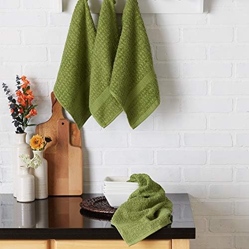 DII Basic Terry Collection Waffle Dishtowel Set, Solid Antique Green, 4 Piece - Image 4
