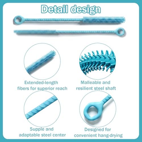 2Pcs Silicone Straw Cleaner Brush. Extra Long 12.6In Reusable Straw Brush - Image 4