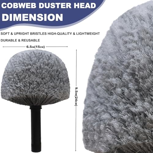 2 Pack Grey Twist-On Cobweb Duster Head Brush - Image 2