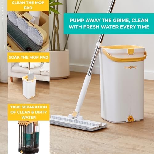 True & Tidy Flat Mop & Bucket Pump System w/Clean & Dirty Water Separation - Image 4