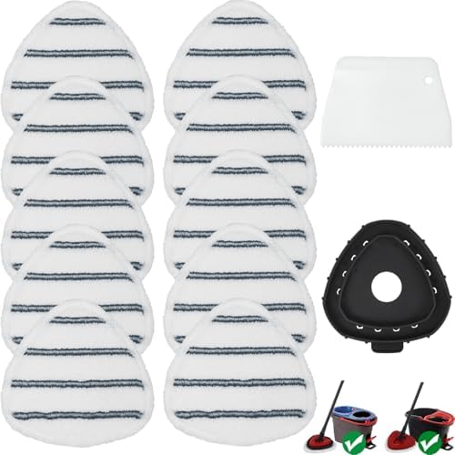 Triangule Flat Mop Replacement Pads, Spin Mop Pad Replacement, 10 Pack Mop by SUOSEC