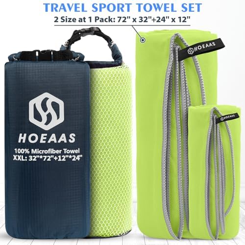 HOEAAS 2 Pack Microfiber Camping Towels, Quick Dry Towel, Super Absorbent Ultra - Image 2