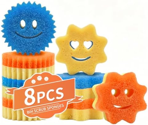 8Pcs Colorful Smile Scrub Sponges, BIH Temperature Controlled Dish Sponge by Unknown