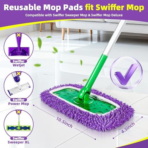 Reusable Mop Pads for Swiffer Swiffer Sweeper Mop, Microfiber Chenille Pads - Image 2