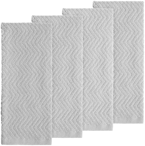 DecorRack 100% Cotton Kitchen Towels 15x25 in, Light Gray Set - Image 2