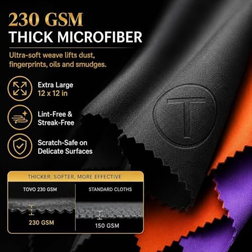 Extra Large Microfiber Cleaning Cloth – 3 Pack, 230 GSM Thick Lens Cleaner - Image 6