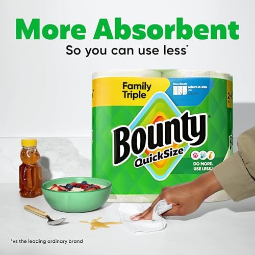 Bounty Paper Towels Quick Size, 2 Family Triple Rolls = 6+ Regular Rolls - Image 4