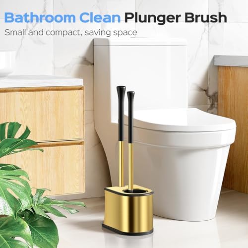 HAMITOR Toilet Plunger and Brush Set: 2 in 1 Stainless Steel Combo - Image 7