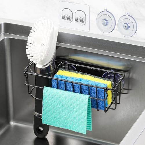 3-In-1 Sponge Holder for Kitchen Sink, 2 Type Suspension Options, Hanging Sink by MakeLifeBetterEasier