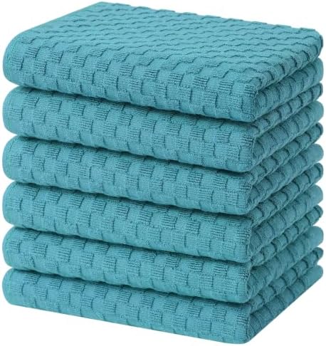 Homaxy 100% Cotton Terry Kitchen Towels, Lake Blue by Homaxy
