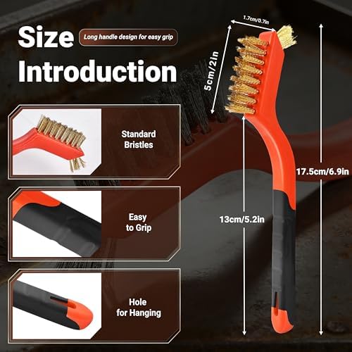 6 Pieces Wire Brushes Set, Nylon/Brass/Stainless Steel Bristles - Image 2