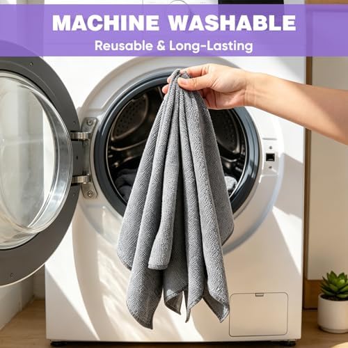 TEAWOO 10 PCS Grey Microfiber Cleaning Cloths - Image 6