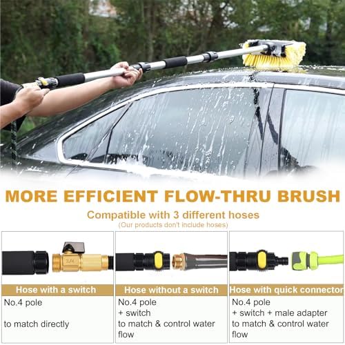 70" RV Wash Brush with Long Handle and 12" Soft Bristle Brush Head, Water - Image 6