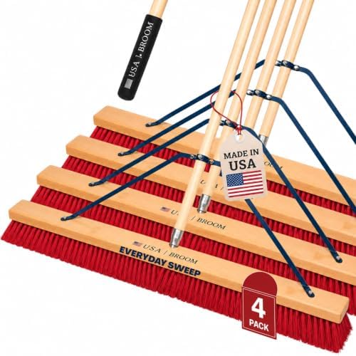 4-Pack - 36" Everyday Sweep Indoor/Outdoor Push Broom by USABroom-HighQuality