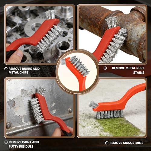 12 pcs Wire Brushes Set, Nylon/Brass/Stainless Steel Bristles - Image 7