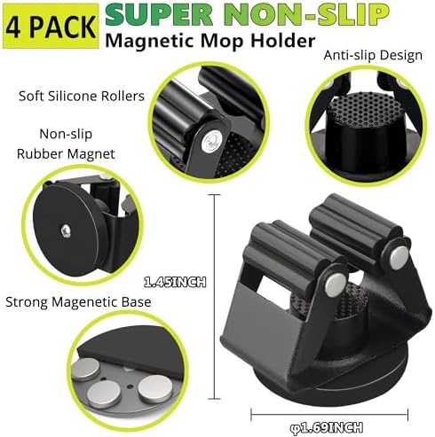 ULIBERMAGNET Magnetic Mop Broom Holder, Heavy Duty Movable Magnetic Broom - Image 2