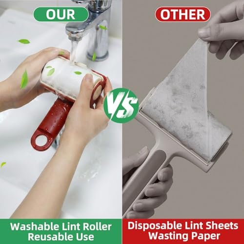 Mini Reusable Lint Roller 2 Pack, Washable Gel Sticky Lint Roller - Image 3