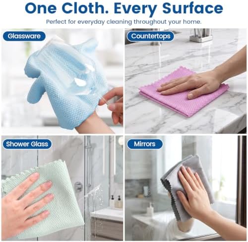 Niveaya 12 Pack Reusable Fish Scale Cloth, Microfiber Glass Cleaning Cloth - Image 4