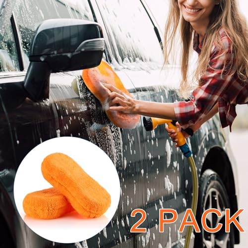 2 Pcs Large Microfiber Car Wash Sponges, 8.9 x 4.7 Inch - Image 6