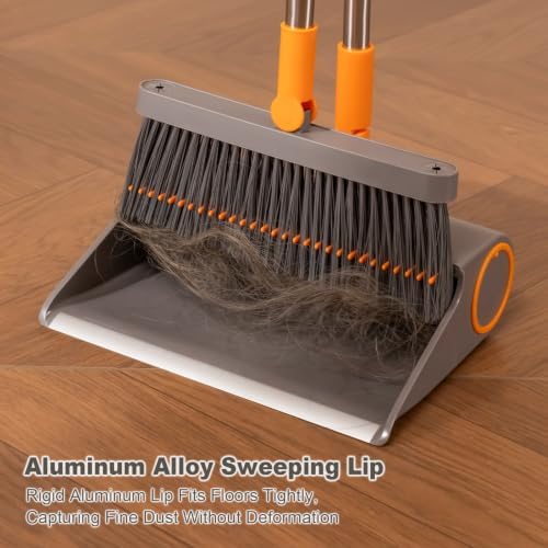 Mitclear Broom and Dustpan Set, Retractable Self-Cleaning Comb Teeth - Image 4