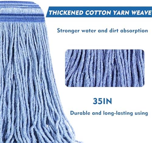 24 oz Loop-End Cotton String Mop Head, Heavy Duty String Mop Refills, 6 Inch - Image 2