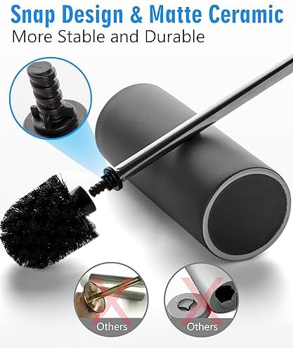Matt Gray Ceramic Toilet Brush and Holder Set - Image 3