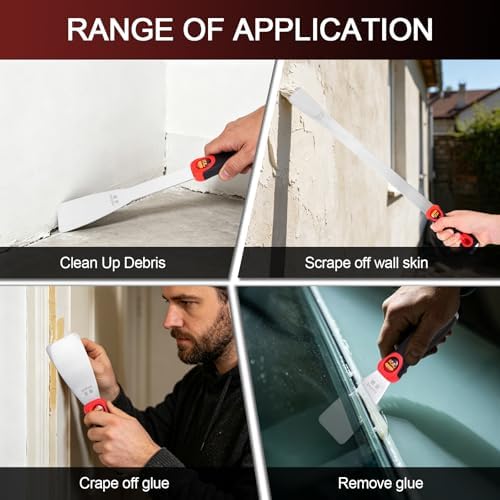 JL&LOVE Stainless Steel Putty Knife Scraper Set, Caulk & Paint Removal - Image 7