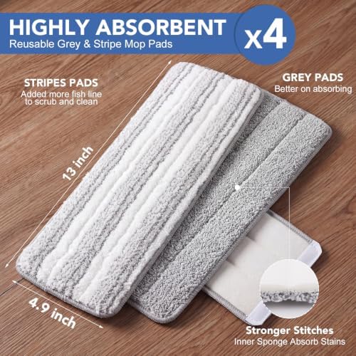 4 Pack 13"×4.9" Mop Replacement Pads Compatible - Image 2