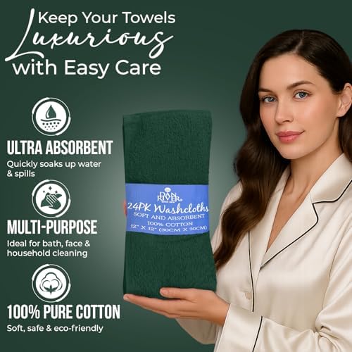 DAN RIVER 24 Pack Cotton Wash Cloths Set - Image 4
