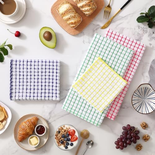 Homaxy Cotton Terry Kitchen Towels and Dishcloths Set of 8, Mixed Color - Image 2