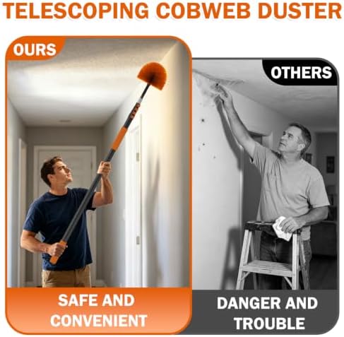 Buyplus 26FT Reach Cobweb Duster, Outdoor Spider Web Cleaner Brush - Image 4