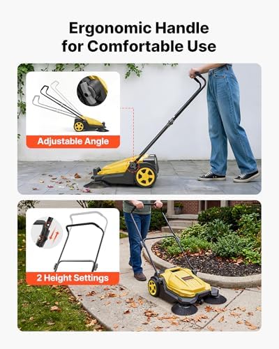 VEVOR Walk-Behind Hand Push Floor Sweeper, Manual Floor Sweeper Non-Electric - Image 6