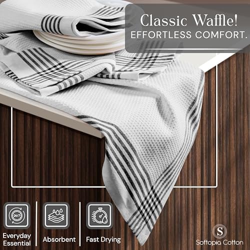 Waffle White & Black 4 Pack Kitchen Dish Towels, 100% Cotton, 16x26 inches - Image 6