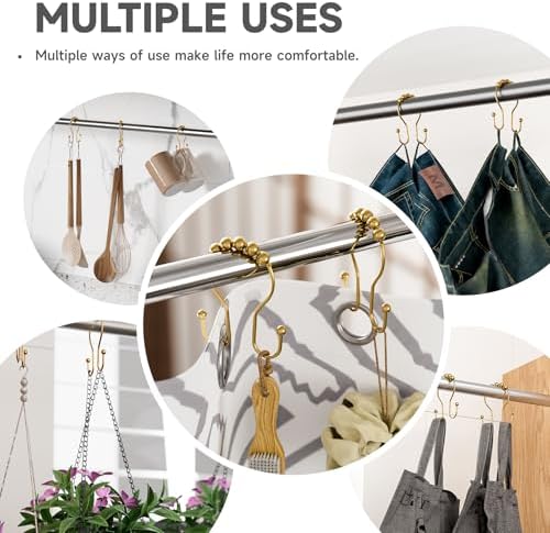Bathway Shower Curtain Hooks, Shower Curtain Rings Rust Proof Double Hook - Image 4