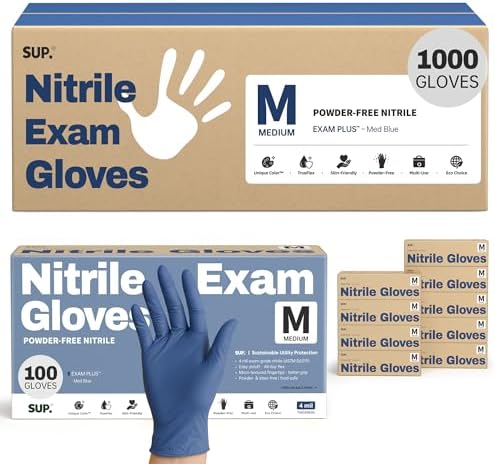 Supmedic SUP Exam Plus® Nitrile Gloves, Powder-Free Disposable Med Blue by SUP