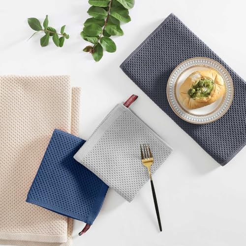 Homaxy 12 Pack 100% Cotton Kitchen Towels and Dishcloths Set - Image 6