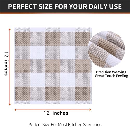 Homaxy 100% Cotton Check 6 Pack Dish Cloths - Image 5