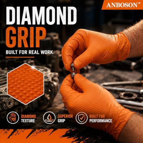 ANBOSON 10 Mil Heavy Duty Diamond Texture Nitrile Gloves, 100 Ct - Image 5