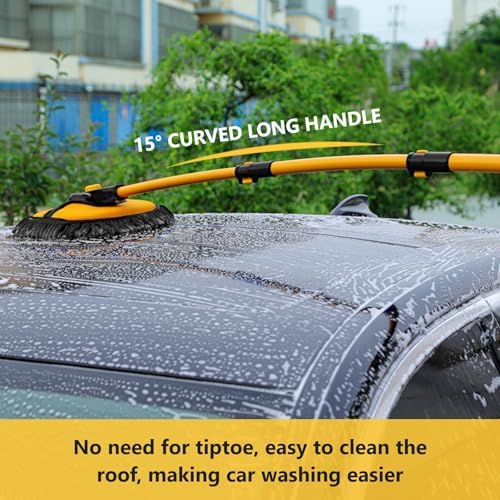 15°Curved Car Wash Brush with Long Handle, Car Wash Mop Kit - Image 2