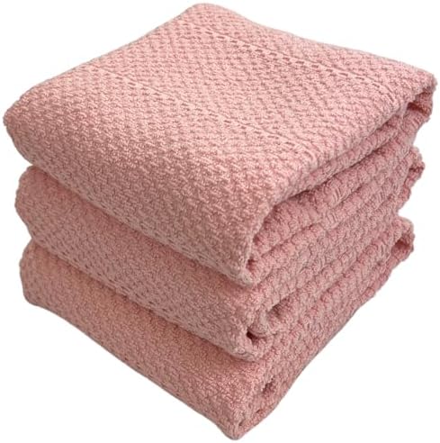 Light Pink Kitchen Hand Dish Towels, 100% Cotton by SerafinaHome