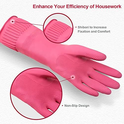Mamison Rubber Dishwashing Gloves, Non-Slip Kitchen, 2 Pairs - Image 2