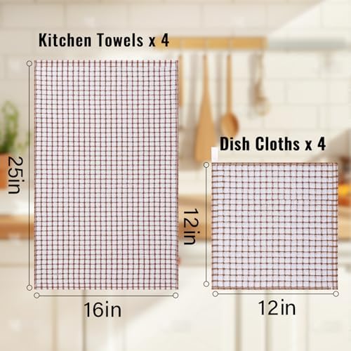 Homaxy Cotton Terry Kitchen Towels and Dishcloths Set of 8 - Image 3