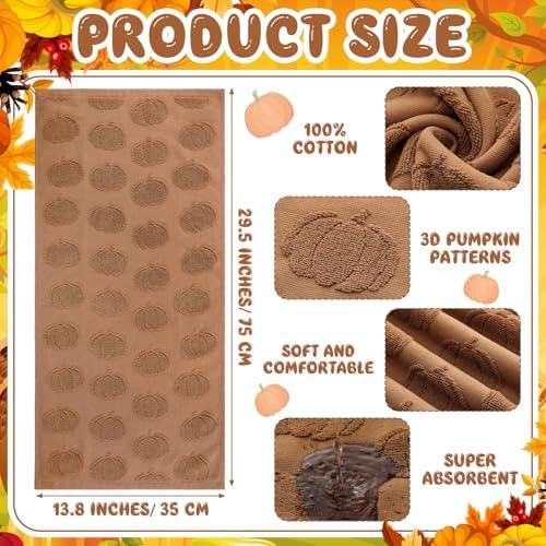 Mindsoft 2 Pcs Fall Hand Towels 3D Pumpkin Jacquard - Image 3