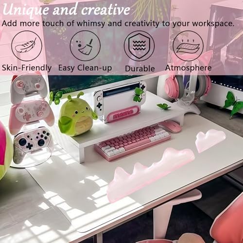 Gel Mountain Wrist Rest for Keyboard and Mouse Abstract Clear Pink Keyboard - Image 6