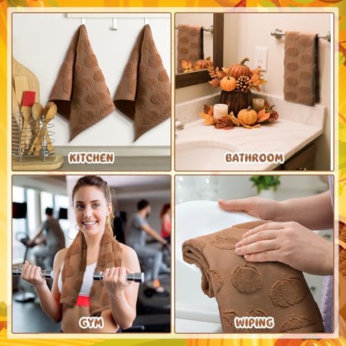 Mindsoft 2 Pcs Fall Hand Towels 3D Pumpkin Jacquard - Image 6