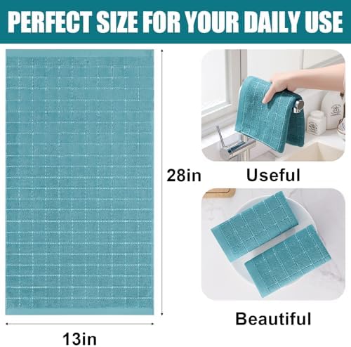 Homaxy 100% Cotton Terry Kitchen Towels, 4 Pack, Lake Blue - Image 5