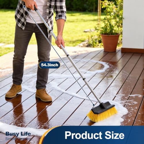 Yocada Deck Brush with 4-Section Extendable Handle Floor Scrub Brush - Image 2