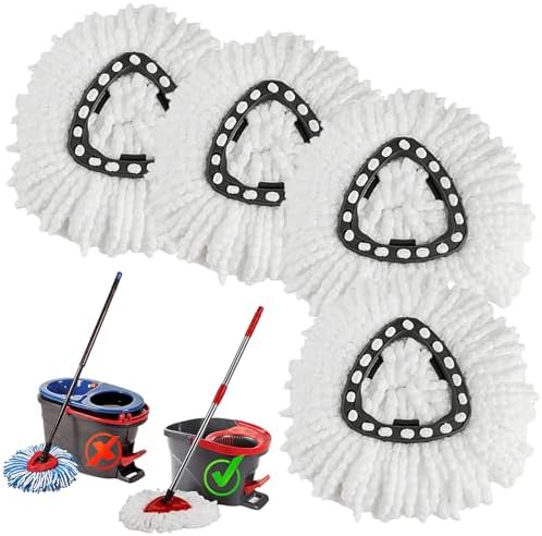 4 Pack Spin Mop Refills, 100% Microfiber Spin Mop Replacement Head by YGPHO