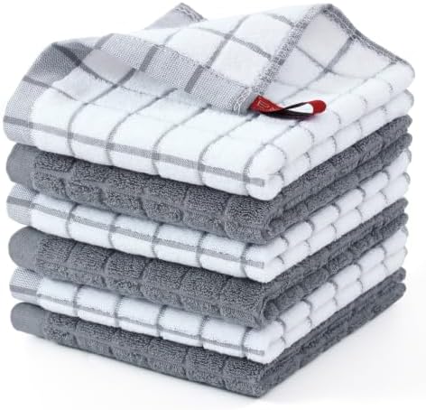Homaxy Premium Cotton Kitchen Dish Cloths 12"x 12", 6 Pack by Homaxy