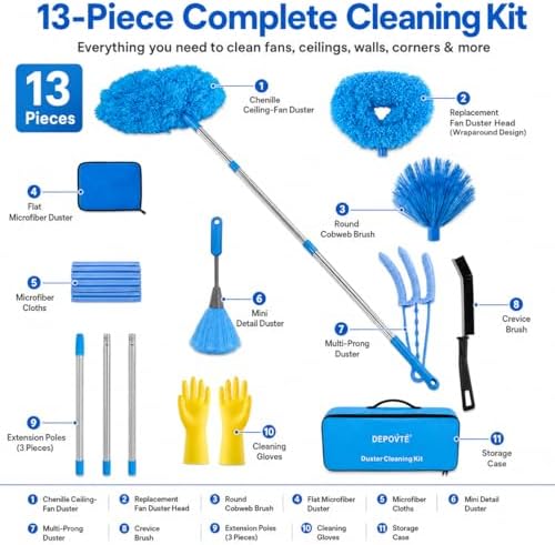 Ceiling Fan Cleaner Duster Kit 72 Inch Ceiling Fan Duster Extension Pole - Image 2